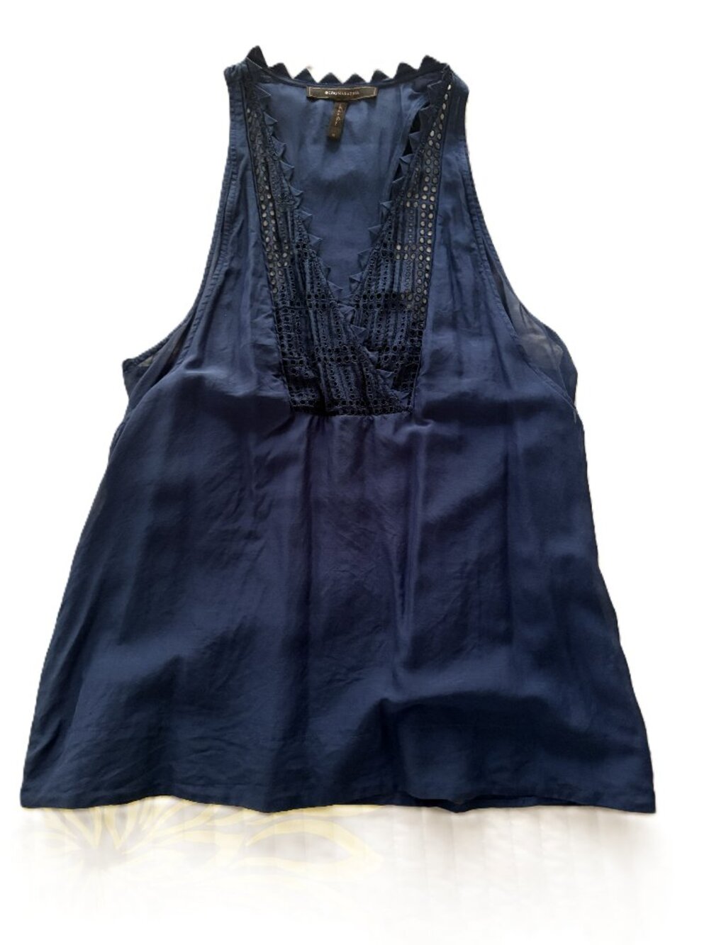 BCBG Max Azria blue, sleeveless blouse, size M